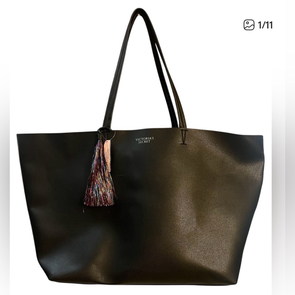 Victoria's Secret Black Tote Bag with Multicolor Tassel - Picture 8 of 8